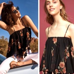 Carolina K Floral Fringe Swing Cami Crop Top XS